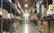 Row of inventory in a distribution warehouse